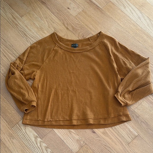 Wonderly waffle long sleeve top, Indian gold, size Medium - Picture 3 of 11